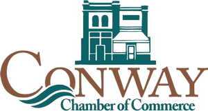 Conway Chamber of Commerce logo with building and waves